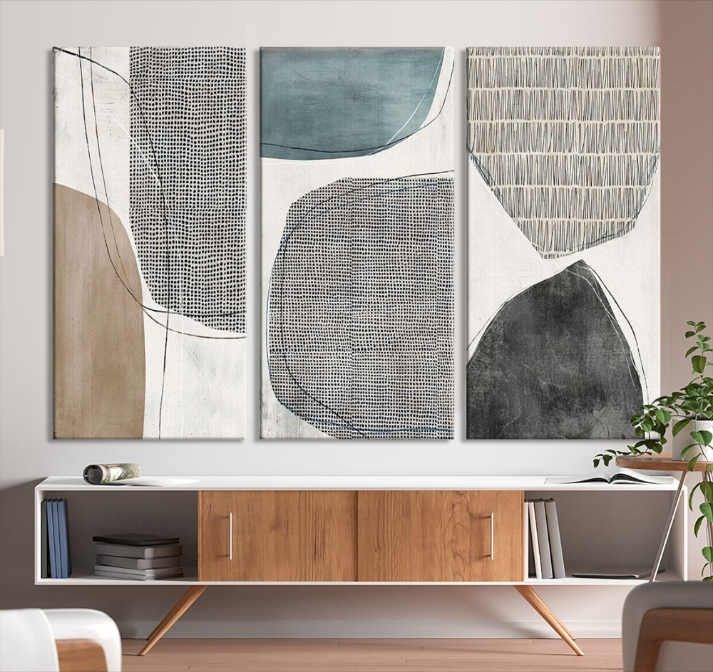 Modern Abstract Circles Canvas Wall Art Print, Contemporary Painting Printed, Living Room Bedroom Wall Decor