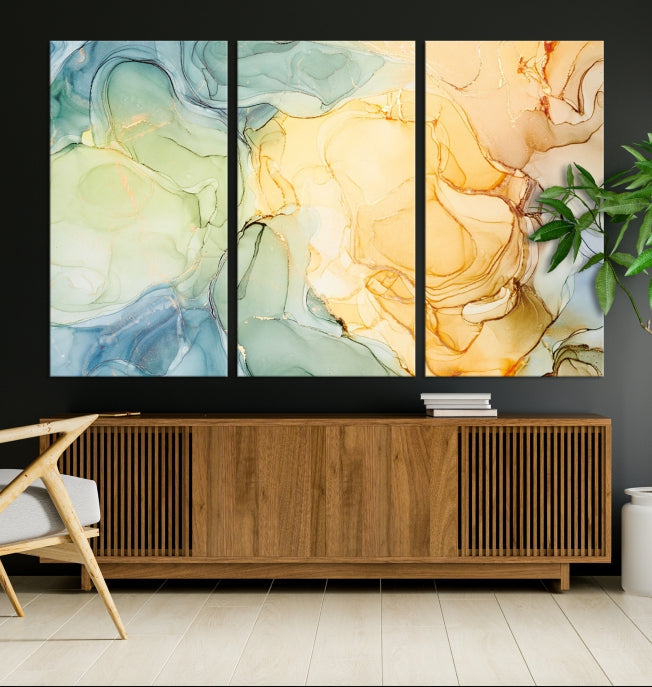 Modern Abstract Marble Painting on Canvas Art Print Office Wall Decor