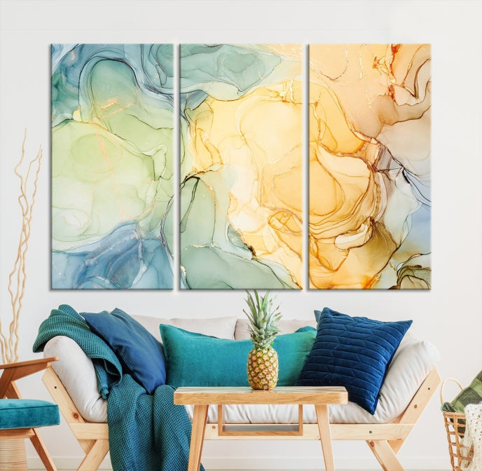 Modern Abstract Marble Painting on Canvas Art Print Office Wall Decor