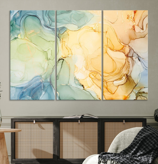 Modern Abstract Marble Painting on Canvas Art Print Office Wall Decor