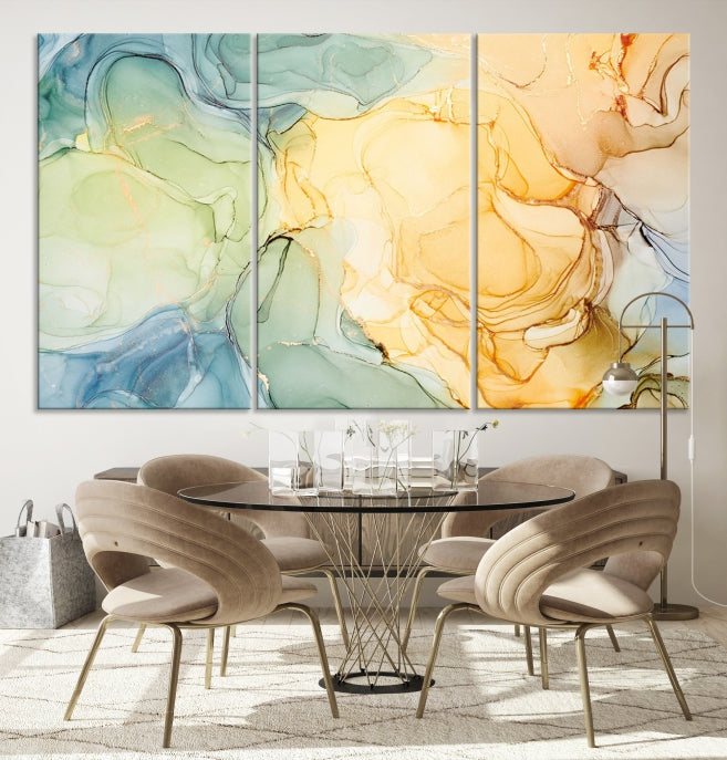 Modern Abstract Marble Painting on Canvas Art Print Office Wall Decor