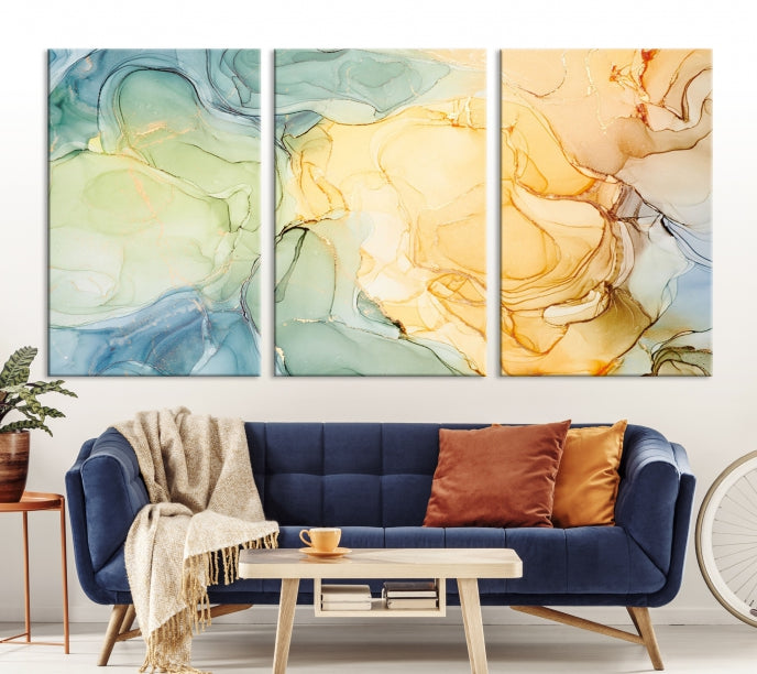 Modern Abstract Marble Painting on Canvas Art Print Office Wall Decor