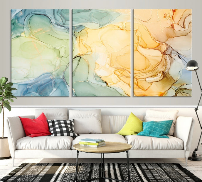 Modern Abstract Marble Painting on Canvas Art Print Office Wall Decor