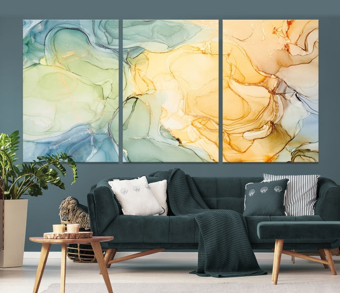 Modern Abstract Marble Painting on Canvas Art Print Office Wall Decor