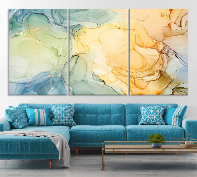 Modern Abstract Marble Painting on Canvas Art Print Office Wall Decor