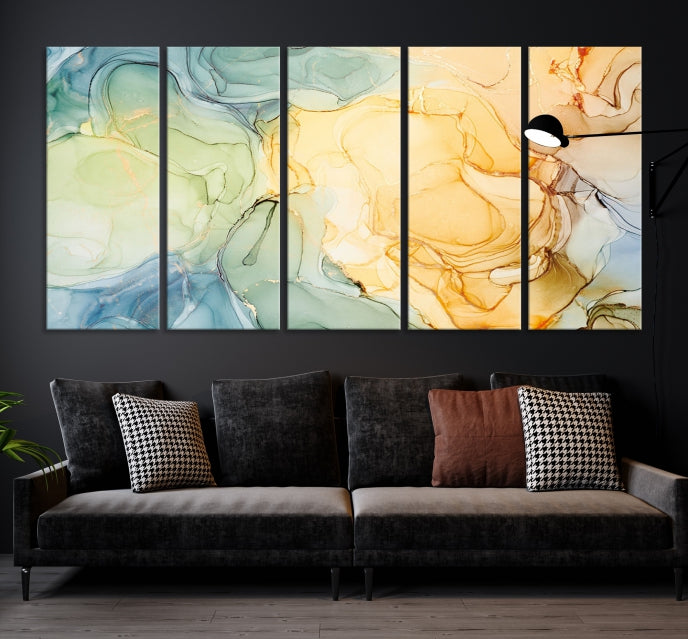 Modern Abstract Marble Painting on Canvas Art Print Office Wall Decor