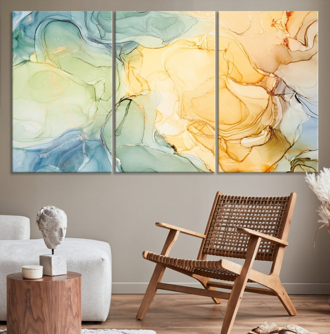 Modern Abstract Marble Painting on Canvas Art Print Office Wall Decor