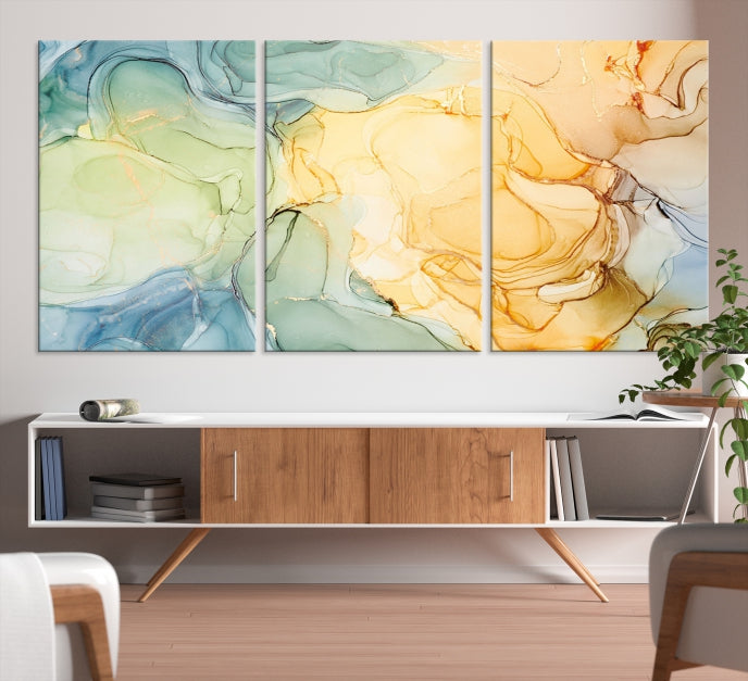 Modern Abstract Marble Painting on Canvas Art Print Office Wall Decor