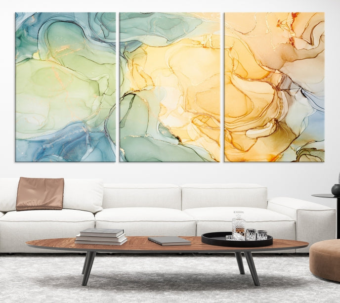 Modern Abstract Marble Painting on Canvas Art Print Office Wall Decor