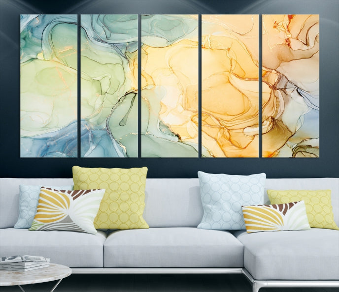 Modern Abstract Marble Painting on Canvas Art Print Office Wall Decor