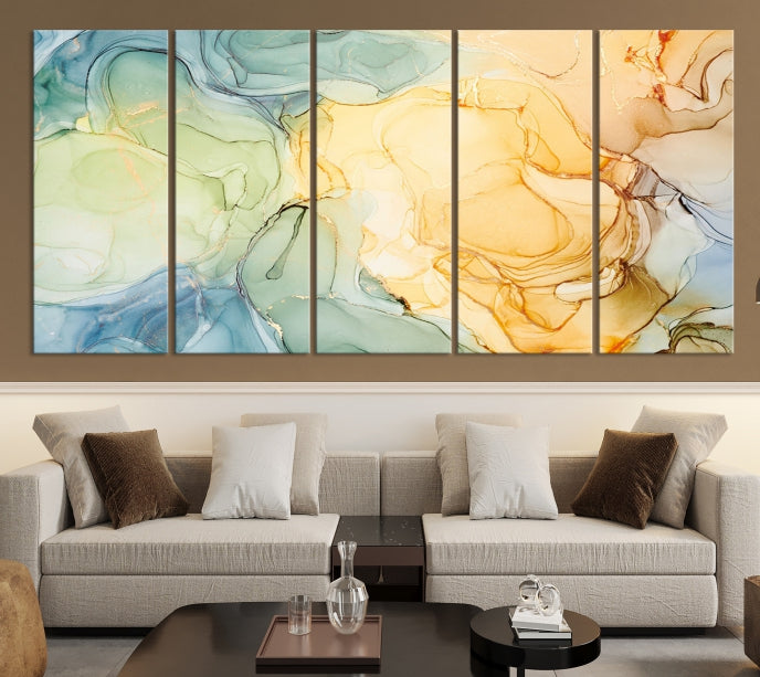 Modern Abstract Marble Painting on Canvas Art Print Office Wall Decor