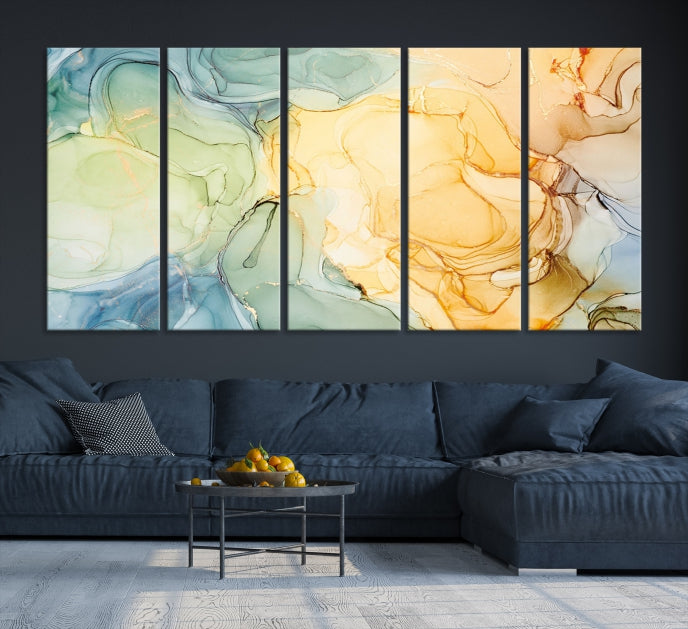 Modern Abstract Marble Painting on Canvas Art Print Office Wall Decor