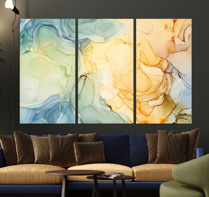 Modern Abstract Marble Painting on Canvas Art Print Office Wall Decor