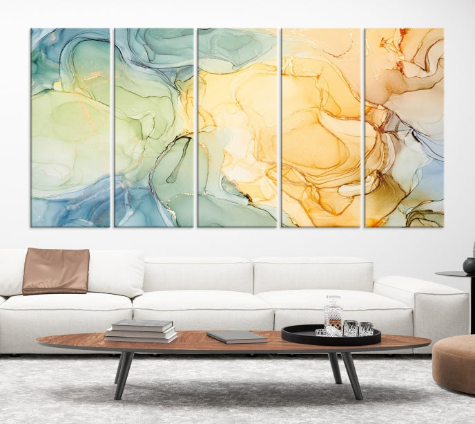 Modern Abstract Marble Painting on Canvas Art Print Office Wall Decor