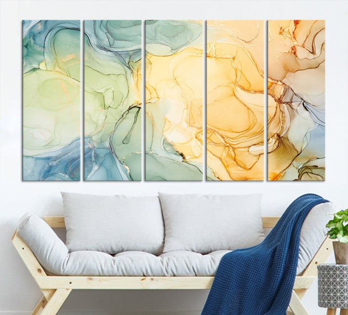 Modern Abstract Marble Painting on Canvas Art Print Office Wall Decor