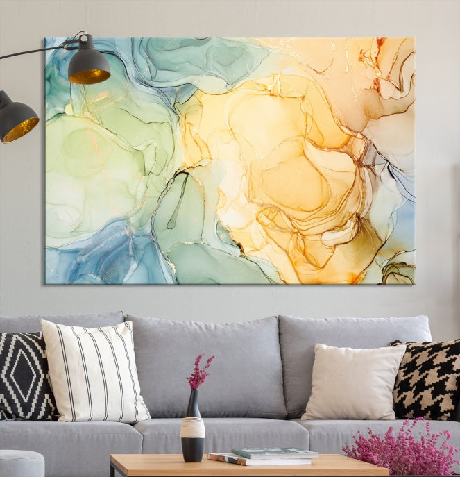 Modern Abstract Marble Painting on Canvas Art Print Office Wall Decor