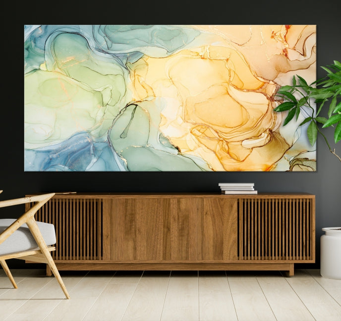 Modern Abstract Marble Painting on Canvas Art Print Office Wall Decor