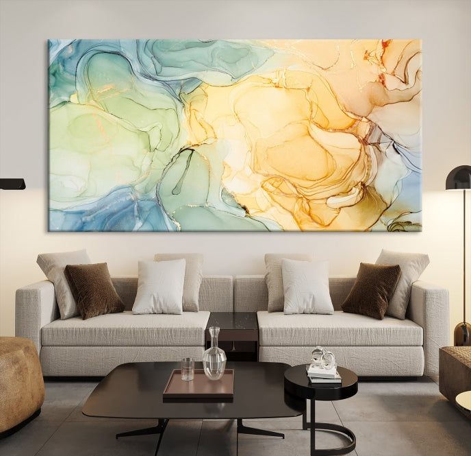 Modern Abstract Marble Painting on Canvas Art Print Office Wall Decor