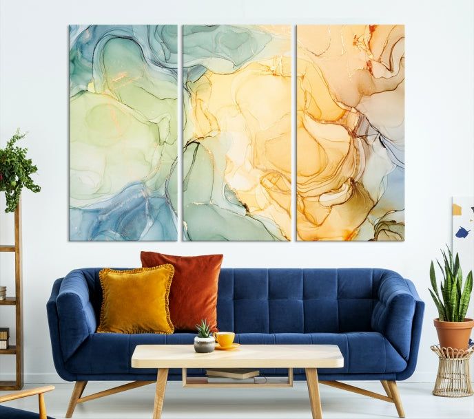 Modern Abstract Marble Painting on Canvas Art Print Office Wall Decor