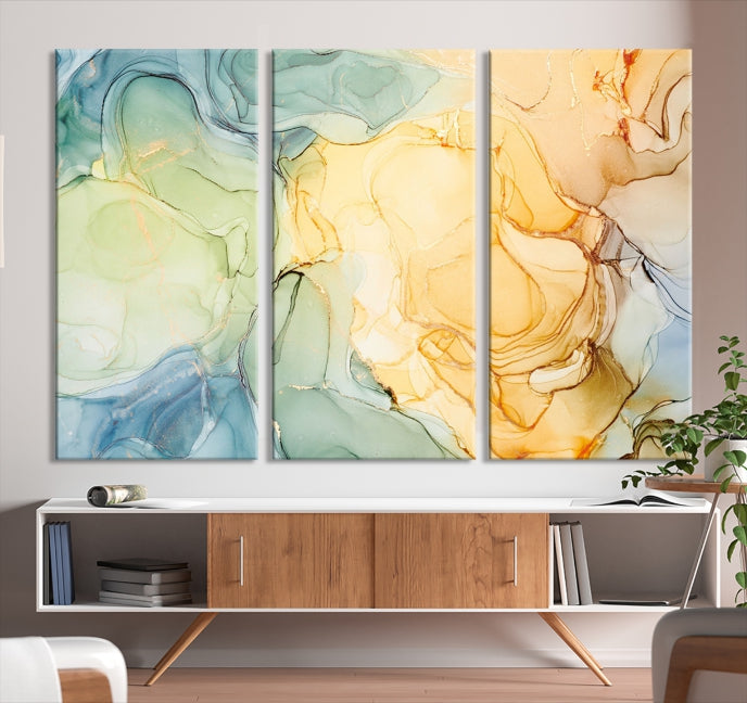 Modern Abstract Marble Painting on Canvas Art Print Office Wall Decor