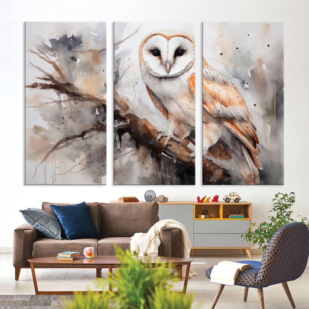 Modern Abstract Owl Animal Lover Wall Art Canvas Print