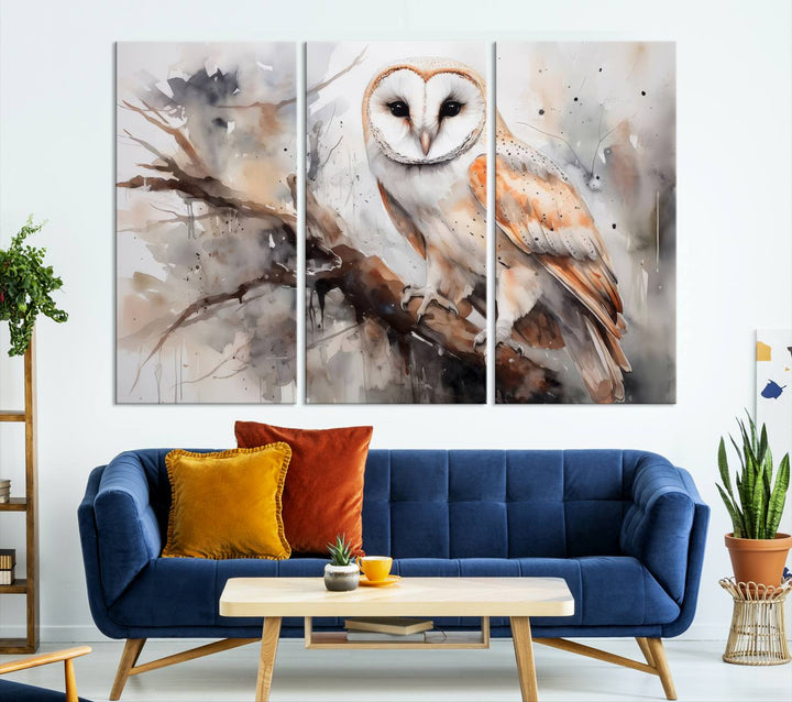 Modern Abstract Owl Animal Lover Wall Art Canvas Print