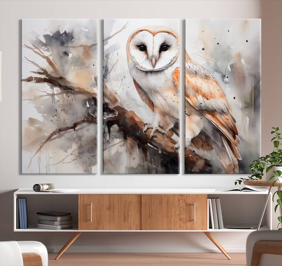 Modern Abstract Owl Animal Lover Wall Art Canvas Print