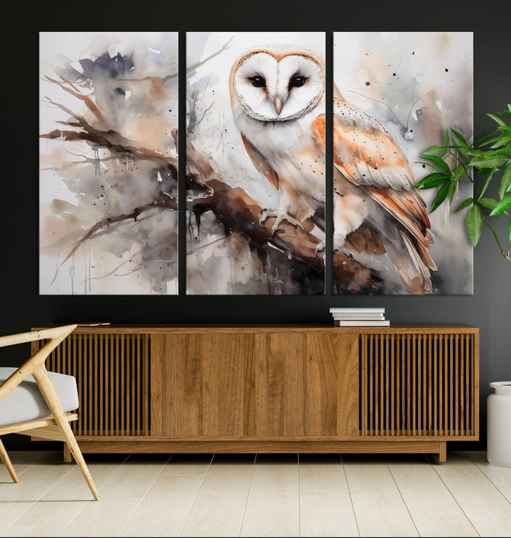 Modern Abstract Owl Animal Lover Wall Art Canvas Print