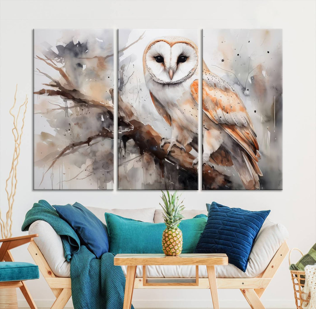 Modern Abstract Owl Animal Lover Wall Art Canvas Print