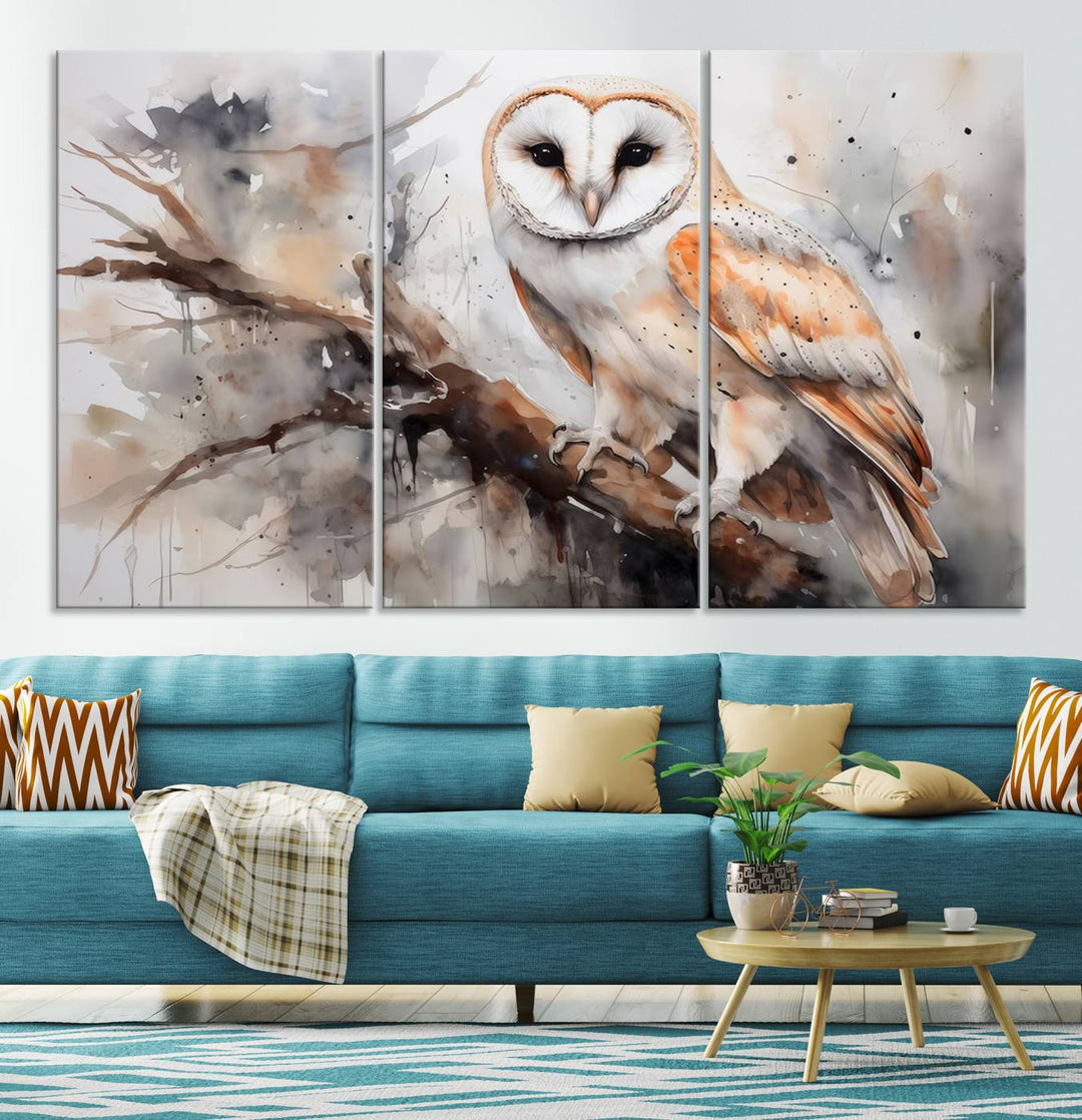 Modern Abstract Owl Animal Lover Wall Art Canvas Print