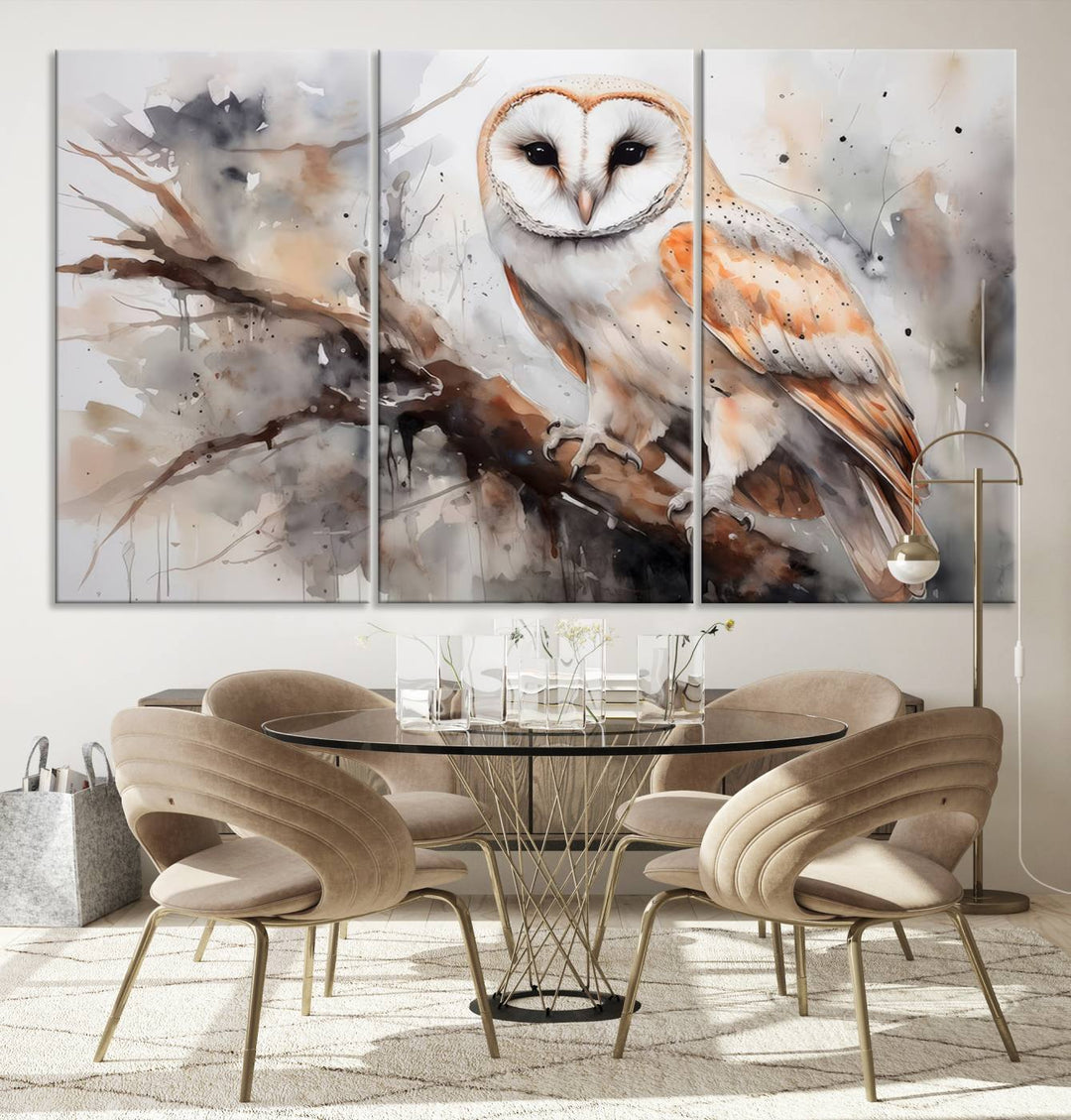 Modern Abstract Owl Animal Lover Wall Art Canvas Print