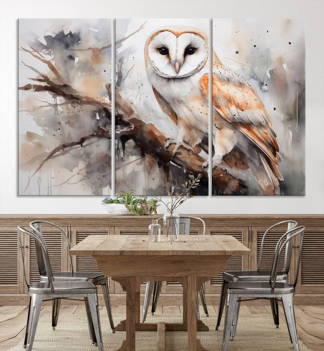 Modern Abstract Owl Animal Lover Wall Art Canvas Print