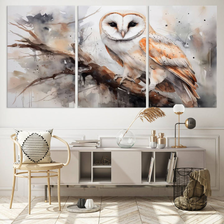 Modern Abstract Owl Animal Lover Wall Art Canvas Print