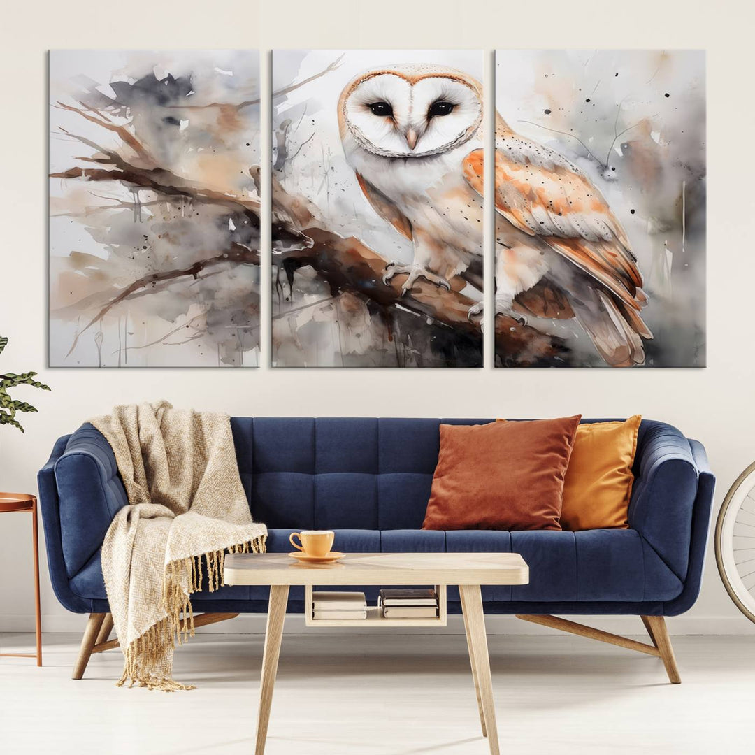 Modern Abstract Owl Animal Lover Wall Art Canvas Print