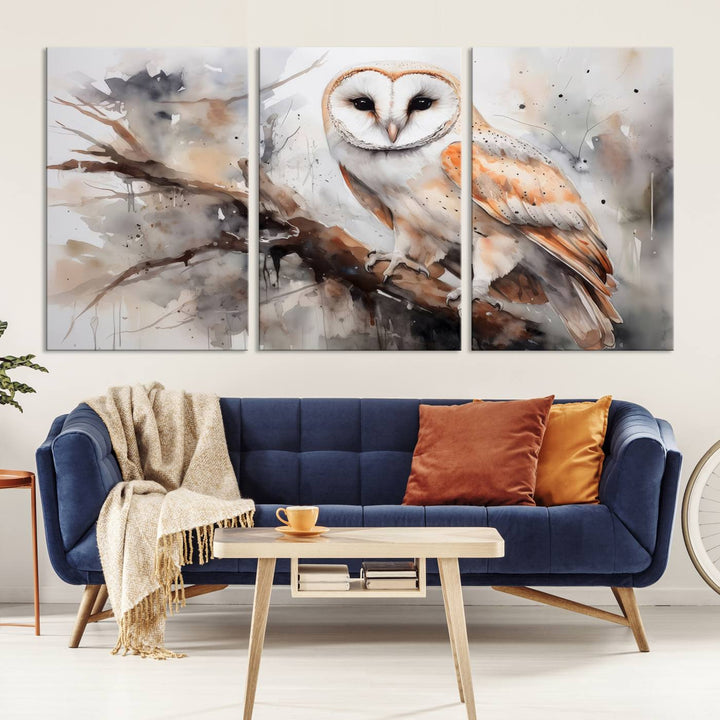 Modern Abstract Owl Animal Lover Wall Art Canvas Print