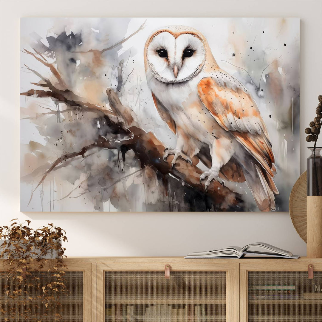 Modern Abstract Owl Animal Lover Wall Art Canvas Print