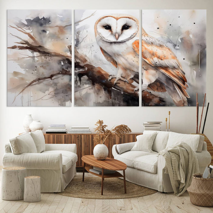 Modern Abstract Owl Animal Lover Wall Art Canvas Print