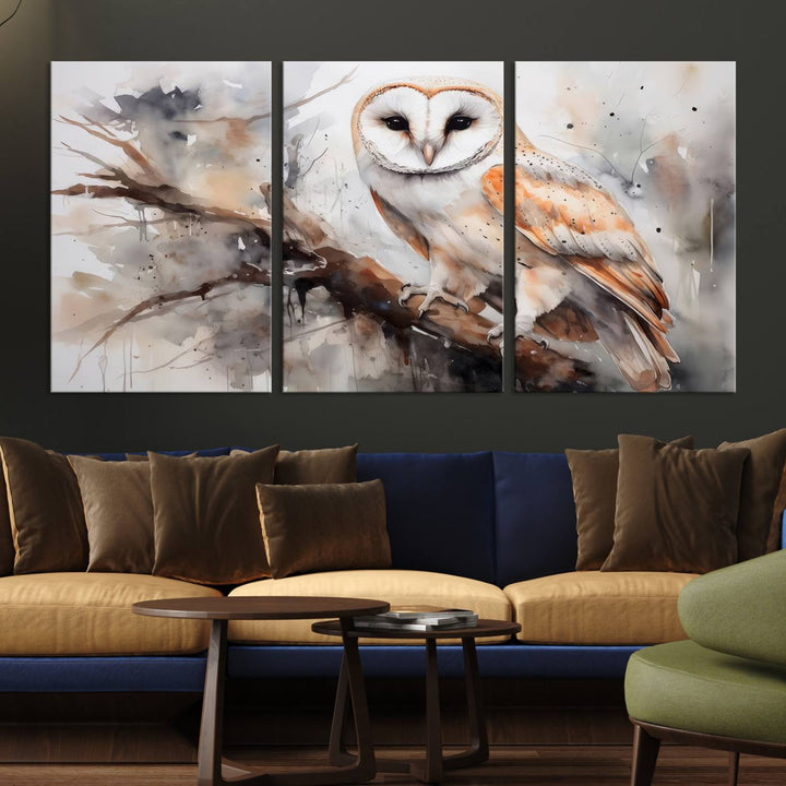 Modern Abstract Owl Animal Lover Wall Art Canvas Print