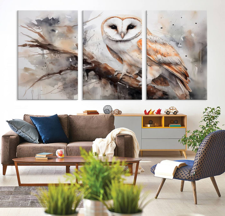 Modern Abstract Owl Animal Lover Wall Art Canvas Print