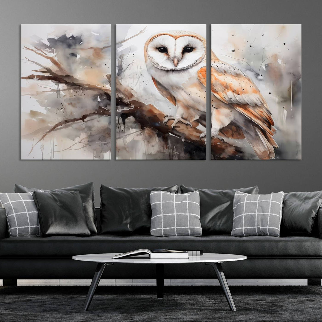 Modern Abstract Owl Animal Lover Wall Art Canvas Print