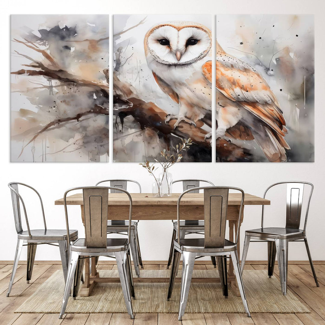 Modern Abstract Owl Animal Lover Wall Art Canvas Print