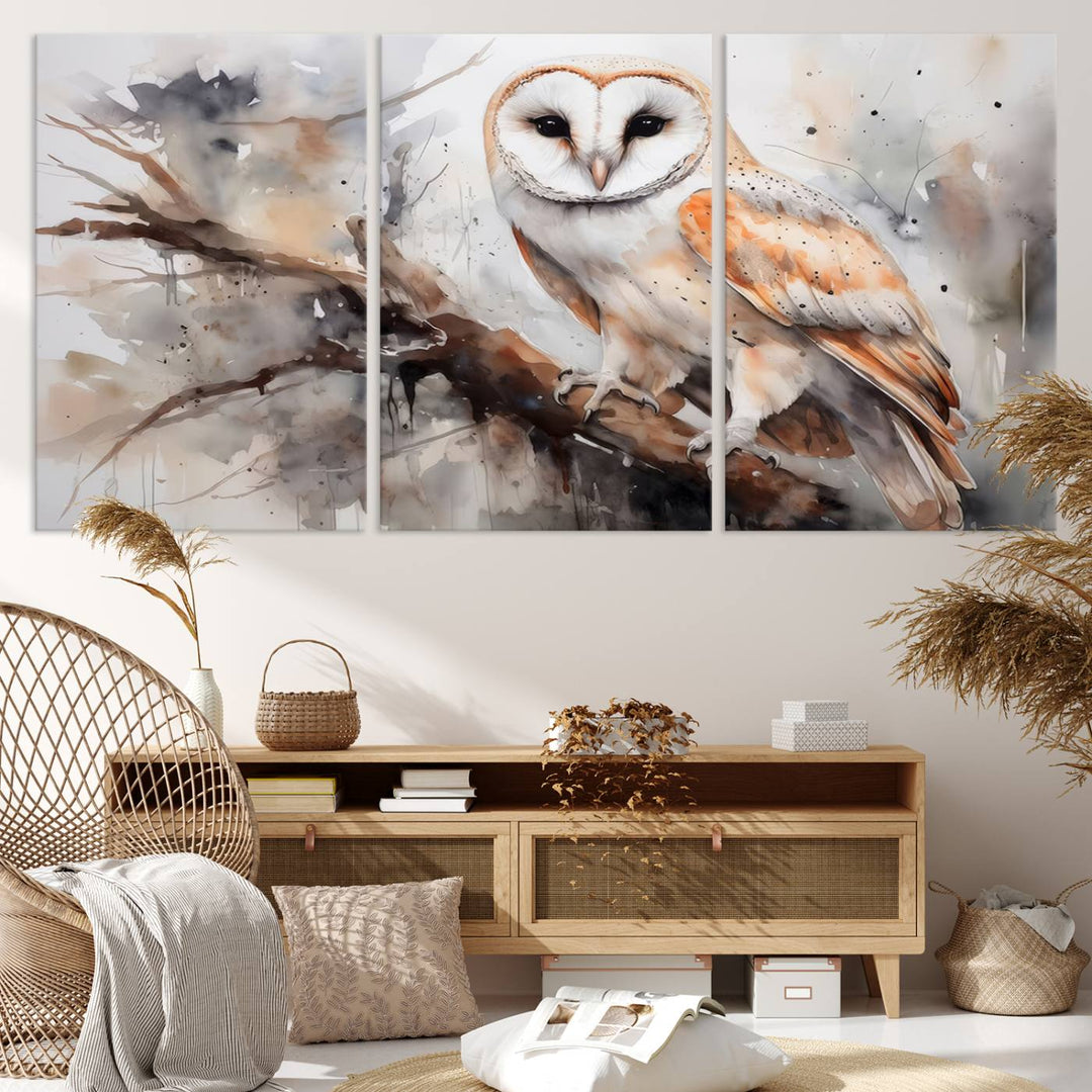 Modern Abstract Owl Animal Lover Wall Art Canvas Print