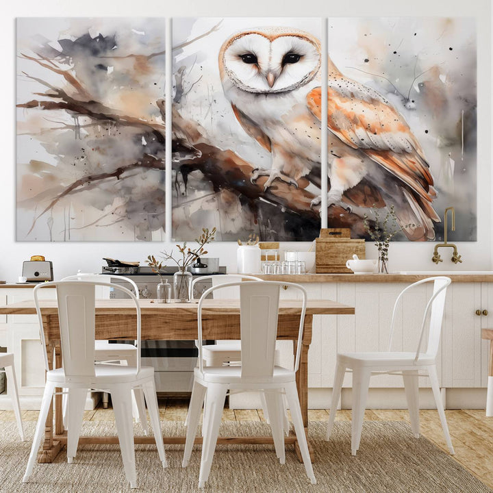 Modern Abstract Owl Animal Lover Wall Art Canvas Print