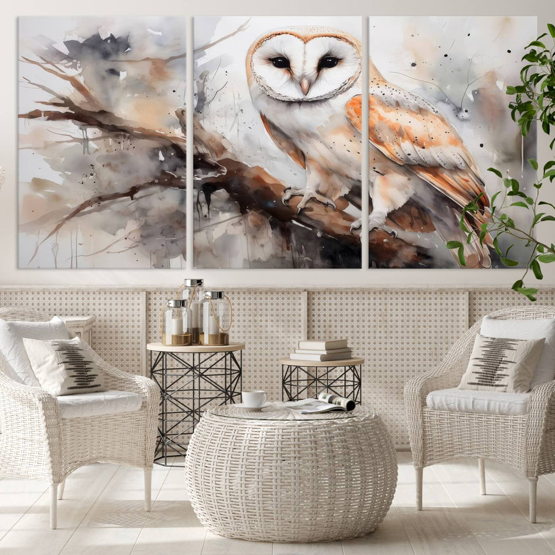 Modern Abstract Owl Animal Lover Wall Art Canvas Print