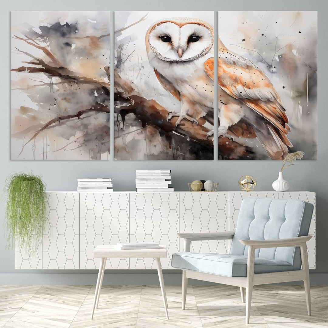 Modern Abstract Owl Animal Lover Wall Art Canvas Print