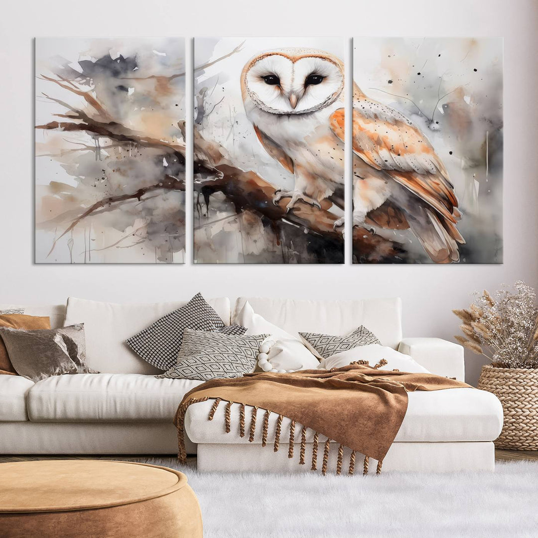 Modern Abstract Owl Animal Lover Wall Art Canvas Print