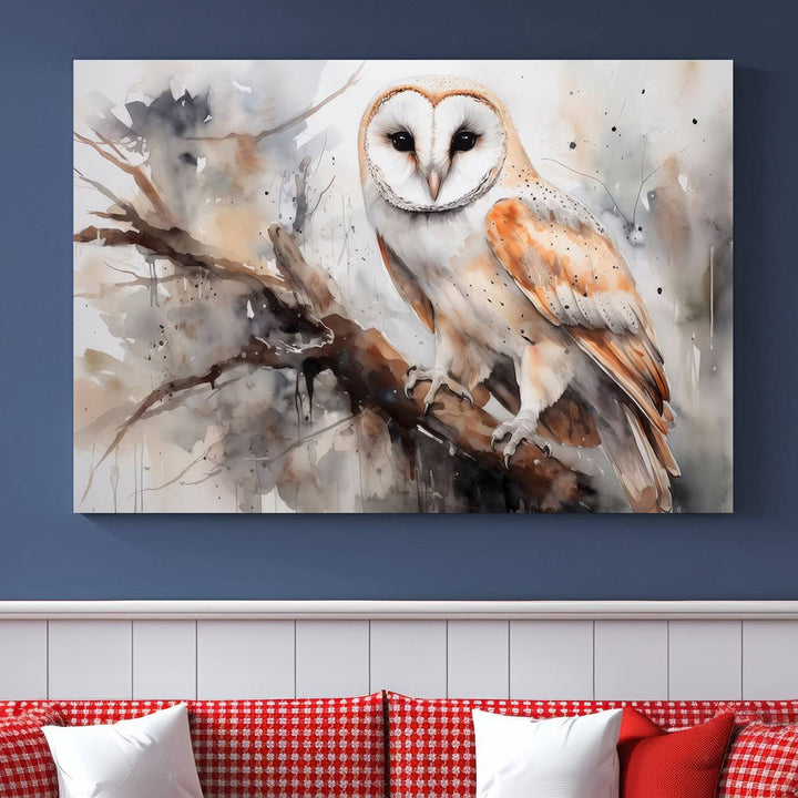 Modern Abstract Owl Animal Lover Wall Art Canvas Print