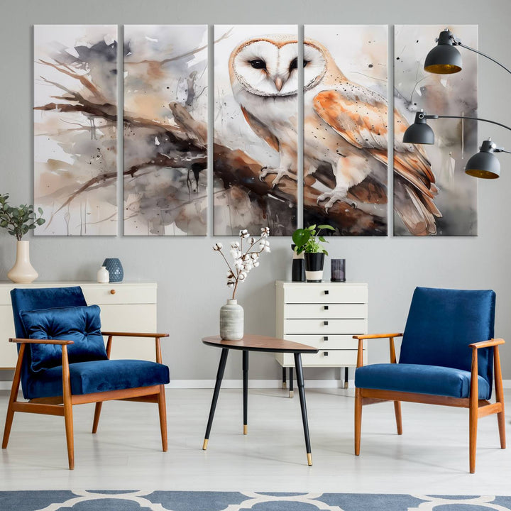 Modern Abstract Owl Animal Lover Wall Art Canvas Print