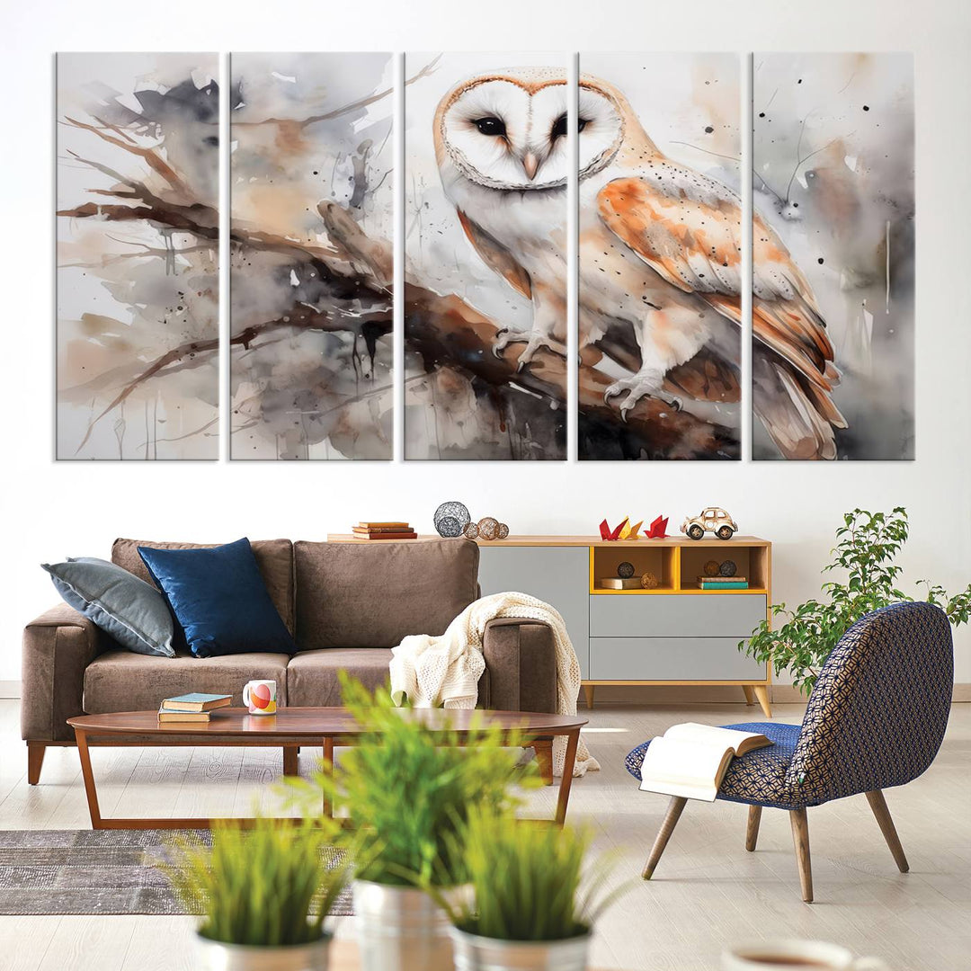 Modern Abstract Owl Animal Lover Wall Art Canvas Print