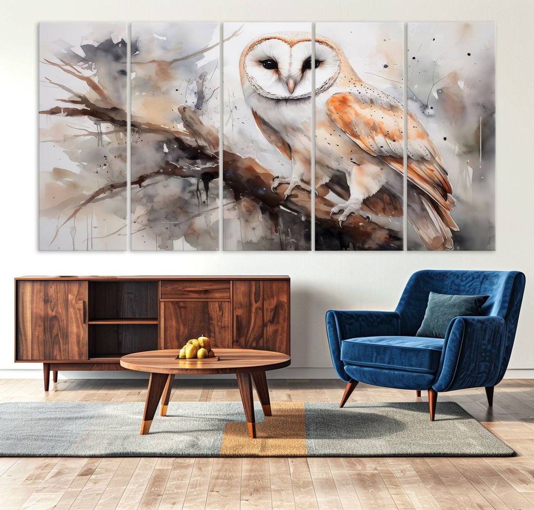 Modern Abstract Owl Animal Lover Wall Art Canvas Print